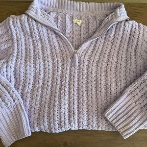 a new day Lavender Cable Knit Half-Zip Sweater